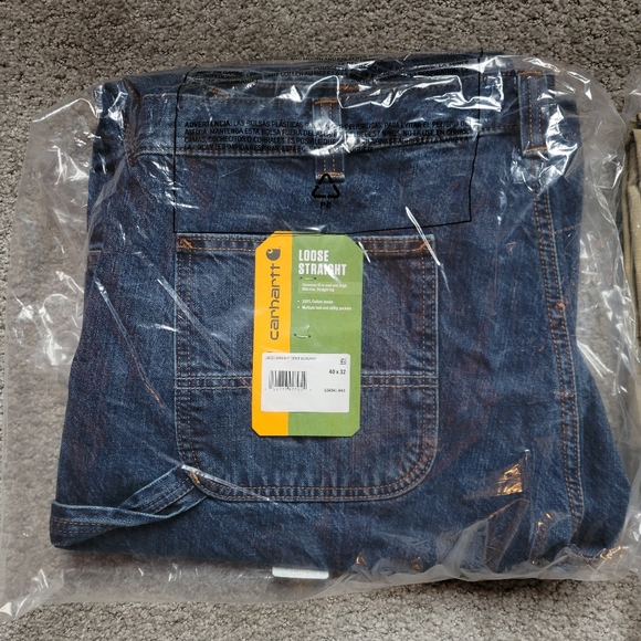 NWT Carhartt Loose Straight Denim Dungaree in Canal Blue Mens Size 40 X 32 - Picture 3 of 3